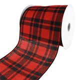 Christmas Woven Josh Plaid Wired Ribbon, 4-Inch, 10-Yard