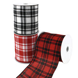 Christmas Woven Josh Plaid Wired Ribbon, 4-Inch, 10-Yard