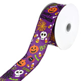 Cartoon Pumpkin and Skull Wired Ribbon, 1-1/2-Inch, 10-Yard