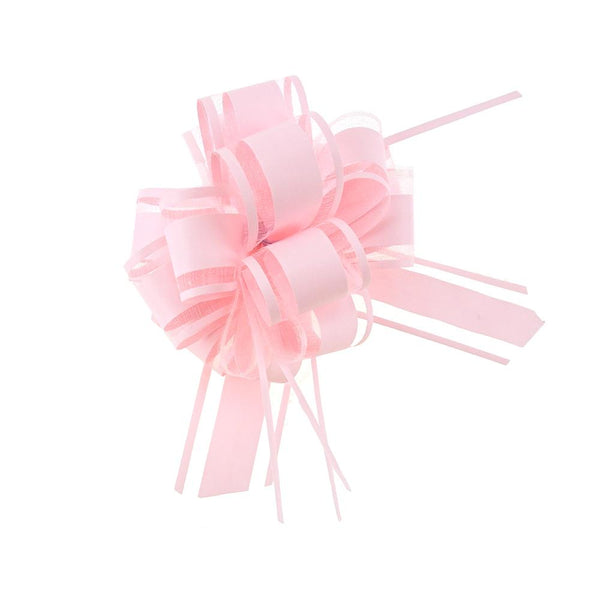 Snow Pull Bow Ribbon, 14 Loops, 1-1/4-Inch, 2-Count, Pink