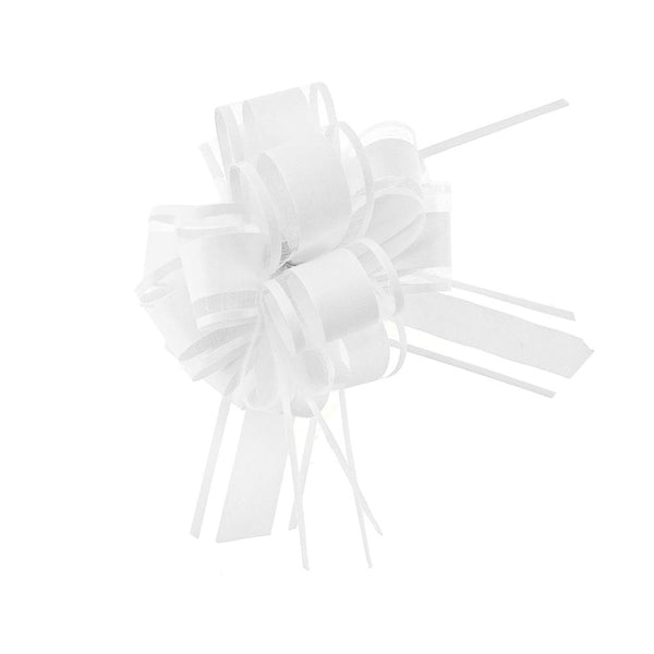 Snow Pull Bow Ribbon, 14 Loops, 1-1/4-Inch, 2-Count, White