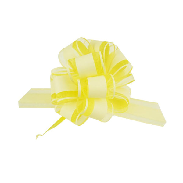 Snow Pull Bow Ribbon, Yellow, 14 Loops, 2-Inch, 2-Count