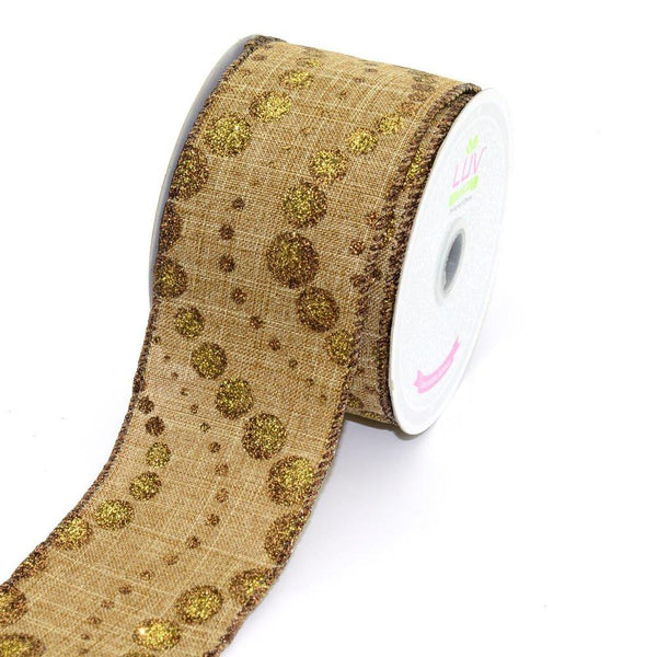 Canvas Ribbon with Glitz Dots, 2-1/2-inch, 10-yard, Brown