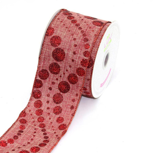 Canvas Ribbon with Glitz Dots, 2-1/2-inch, 10-yard, Red