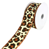 Flocked Cheetah Print Satin Wired Ribbon, 1-1/2-Inch, 10-Yard