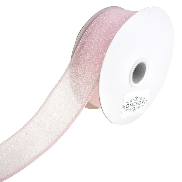 Crystal Rocks Wired Edge Glitter Ribbon, 1-1/2-Inch, 10-Yard, Light Pink