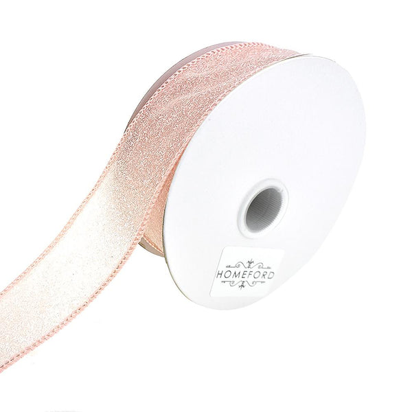 Crystal Rocks Wired Edge Glitter Ribbon, 1-1/2-Inch, 10-Yard, Blush