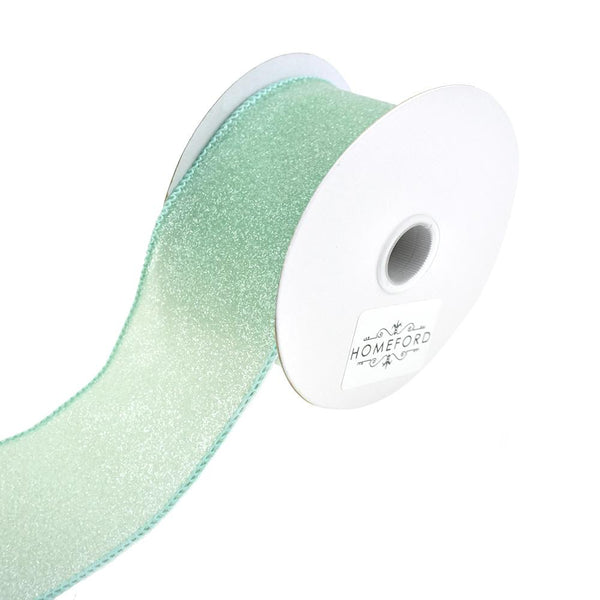 Crystal Rocks Wired Edge Glitter Ribbon, 2-1/2-Inch, 10-Yard, Aqua