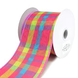 Color Chic Plaid Wired Edge Linen Ribbon, 2-1/2-Inch, 3-Yard