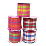 Color Chic Plaid Wired Edge Linen Ribbon, 2-1/2-Inch, 3-Yard