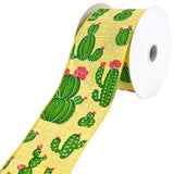 Blooming Cactus Faux Linen Wired Ribbon, 2-1/2-Inch, 10-Yard