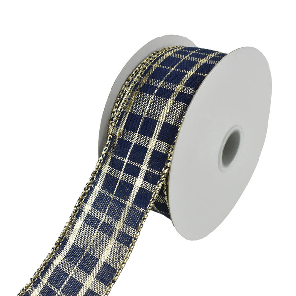 Metallic Gina Plaid Wired Ribbon, 1-1/2-Inch, 10-Yard