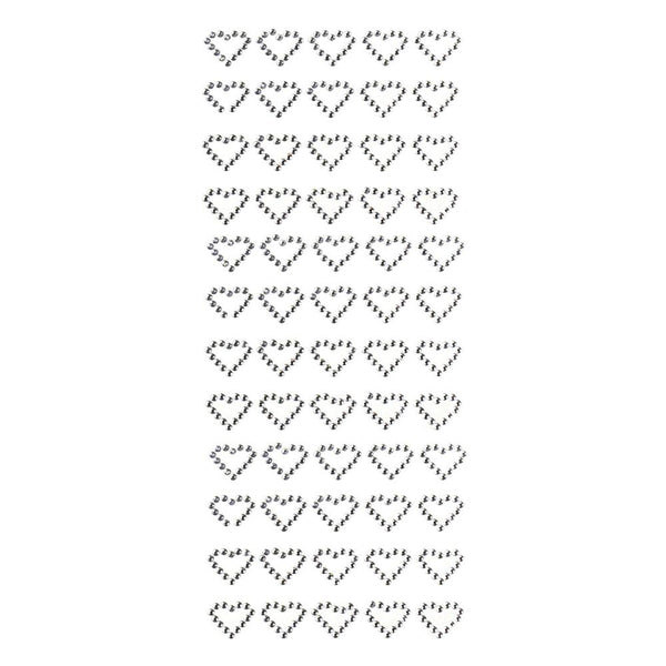 Heart Rhinestone Stickers, 1/2-Inch, 60-Count, Silver