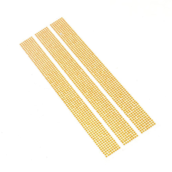 Diamond Gemstone Ribbon Stickers, 3mm, Gold