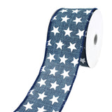 Stars Faux Linen Wired Ribbon, 2-1/2-Inch, 10-Yard