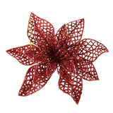 Christmas Glittered Poinsettia Hanging Ornaments, 7-1/2-Inch, 4-Piece