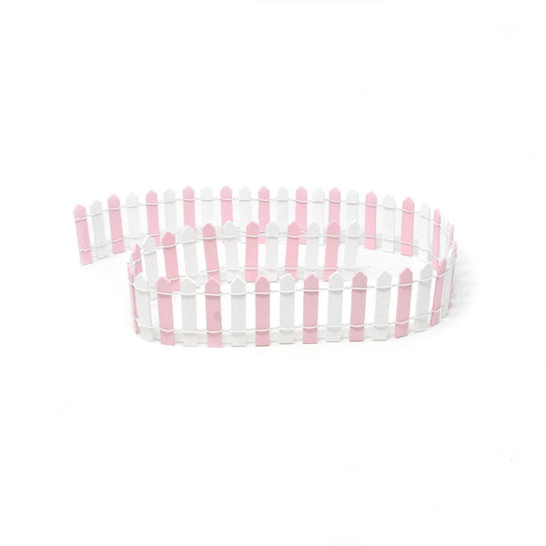 Miniature Two-Tone Wood Picket Fence, 36-Inch, Pink