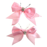 Pre-Tied Satin Bows with Rhinestone, 4-Inch, 2-Piece