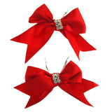 Pre-Tied Satin Bows with Rhinestone, 4-Inch, 2-Piece