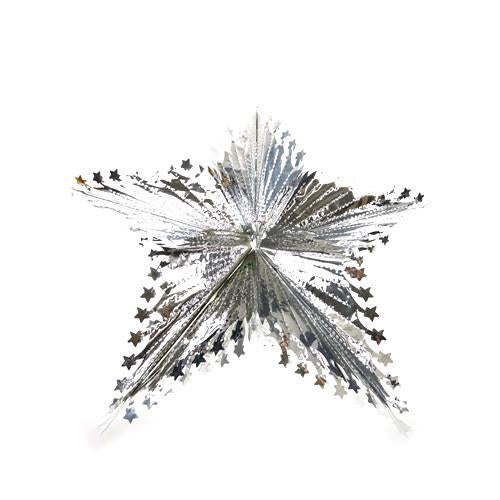 Star Metallic Foil Hanging Decor, 21-Inch, Silver