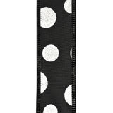 Glittered Jumbo Polka Dots Satin Wired Ribbon, 1-1/2-Inch, 10-Yard