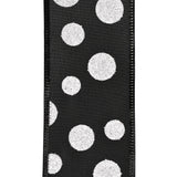 Glittered Jumbo Polka Dots Satin Wired Ribbon, 2-1/2-Inch, 10-Yard