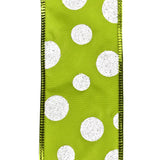 Glittered Jumbo Polka Dots Satin Wired Ribbon, 2-1/2-Inch, 10-Yard