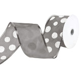 Glittered Jumbo Polka Dots Satin Wired Ribbon, 2-1/2-Inch, 10-Yard