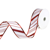 Glittered Christmas Diagonal Stripes Wired Ribbon, 1-1/2-Inch, 10-Yard