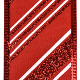 Glittered Christmas Diagonal Stripes Wired Ribbon, 1-1/2-Inch, 10-Yard