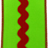 Christmas Velvet Rickrack Center Wired Ribbon, 2-1/2-Inch