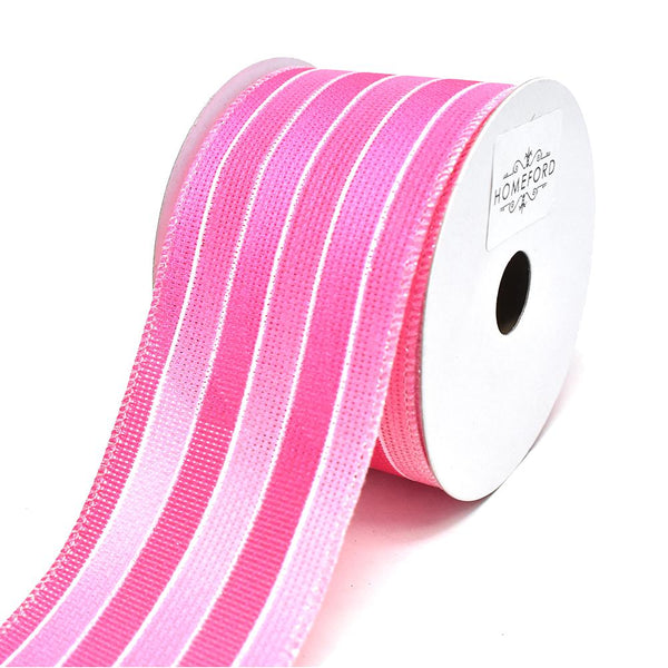 Glitter Ombre Striped Wired Ribbon, 2-1/2-Inch, 10-Yard, Hot Pink/Cerise