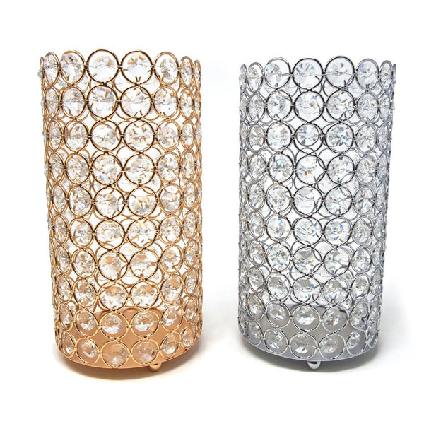 Large Crystal Cylinder Candle Holder, 9-Inch