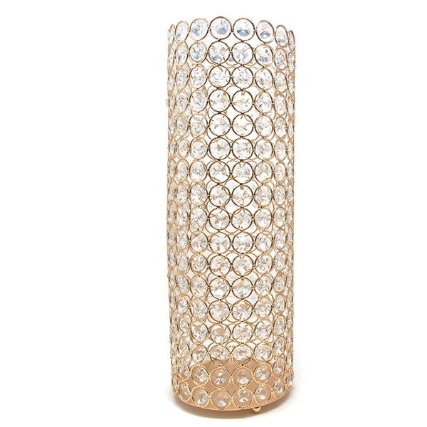 Extra Large Crystal Cylinder Candle Holder, Gold, 16-Inch