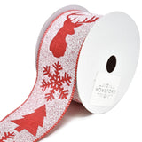 Winter Woods Printed Wired Christmas Ribbon, 2-1/2-Inch, 10-Yard