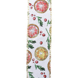 Citrus and Berries White Wired Ribbon, 1-1/2-Inch, 10-Yard