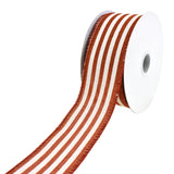 Cabana Stripes Faux Linen Wired Ribbon, 1-1/2-Inch, 10-Yard