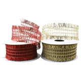 Christmas Metallic Open Weave Frayed Edge Wired Ribbon, 1-1/2-Inch, 10-Yard