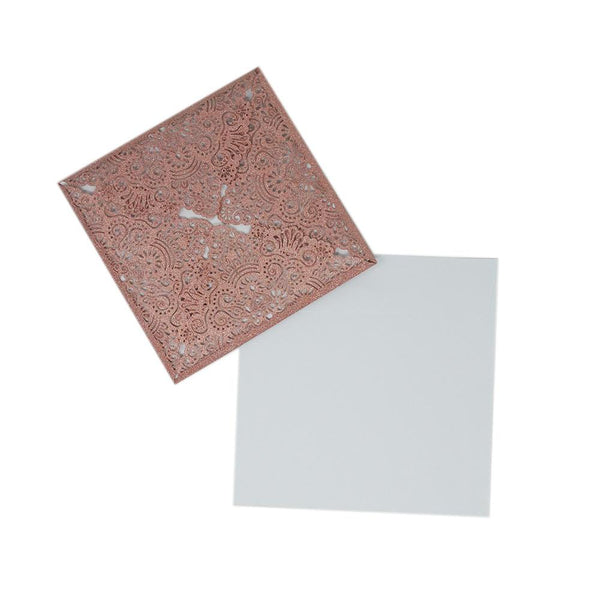 Square Glitter Laser Cut Blank Invitations, Rose Gold, 6-Inch, 8-Count