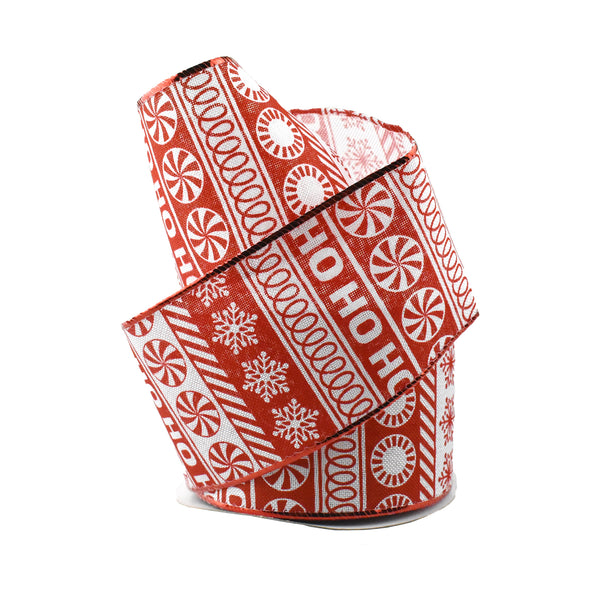 Whimsical Christmas Pattern Wired Ribbon, 2-1/2-Inch, 10-Yard