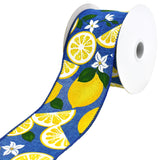 Lemons and Lillies Faux Linen Wired Ribbon, 2-1/2-Inch, 10-Yard