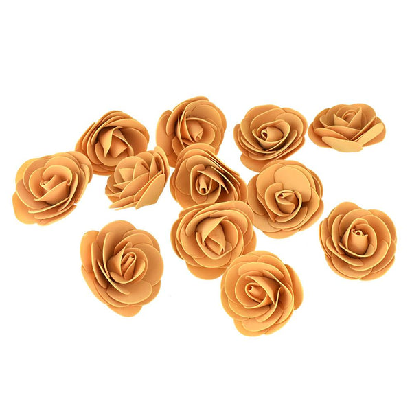 Craft Foam Roses, Gold, 3-Inch, 12-Count