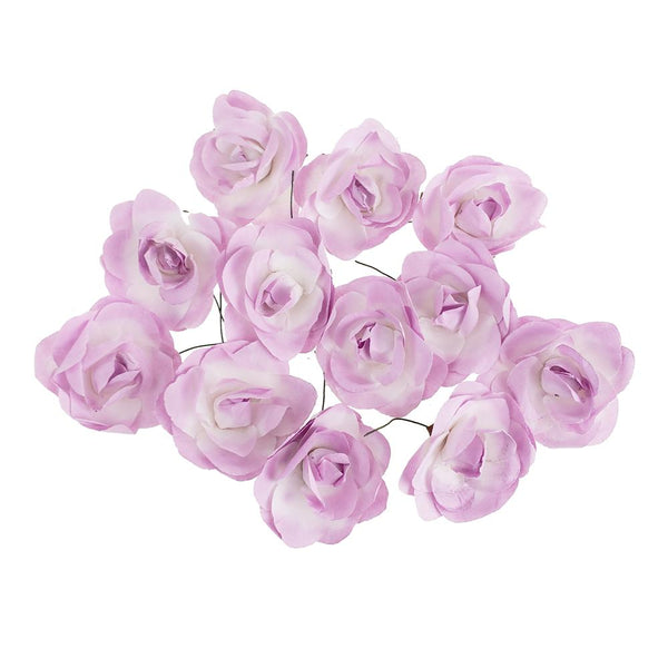 Rose Paper Flower Embellishment, 2-1/2-Inch, 12-Count, Lavender