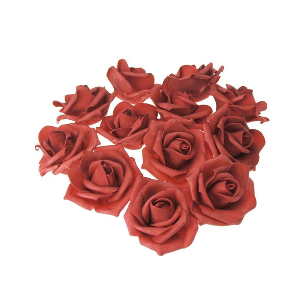 Foam Roses Flower Head Embellishment, 3-Inch, 12-Count, Red