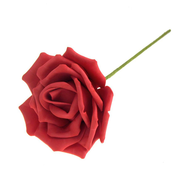 Rose Foam Flower with Stem, Red, 6-Inch