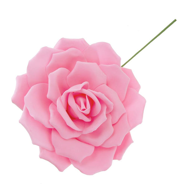 Rose Foam Flower with Stem, Pink, 13-Inch