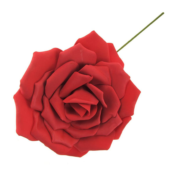 Rose Foam Flower with Stem, Red, 13-Inch