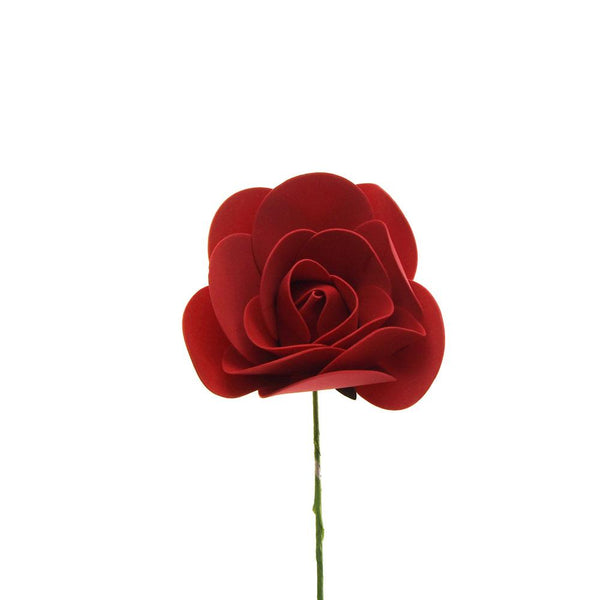 Rose Foam Flower With Stem, 8-Inch, Red