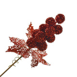 Glittered Pom Pom Ball Flower Spray Pick, 11-Inch