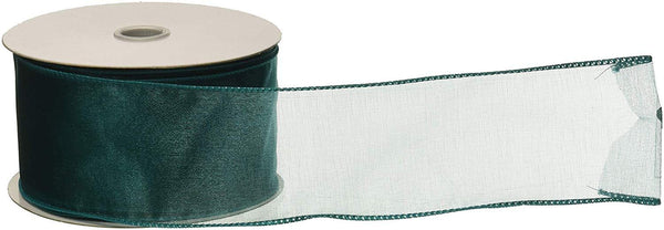 Sheer Chiffon Ribbon Wired Edge, 2-1/2-Inch, 25 Yards, Teal